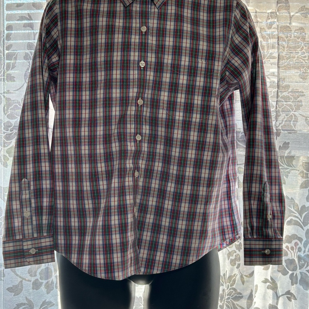 L.L. Bean Blue and Red Casual Button Down Shirt